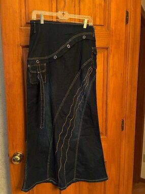 Jean Maxi Skirt, XL, Navy